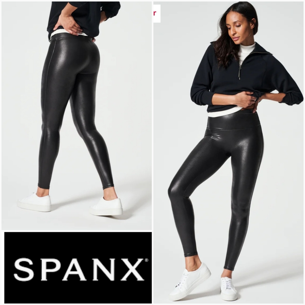 SPANX S Faux Leather Leggings Black Size Small Style No. 2437T